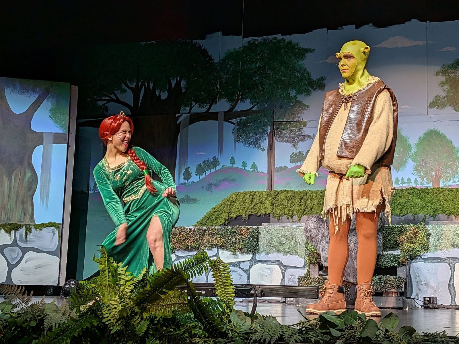 Fiona and Shrek on stage