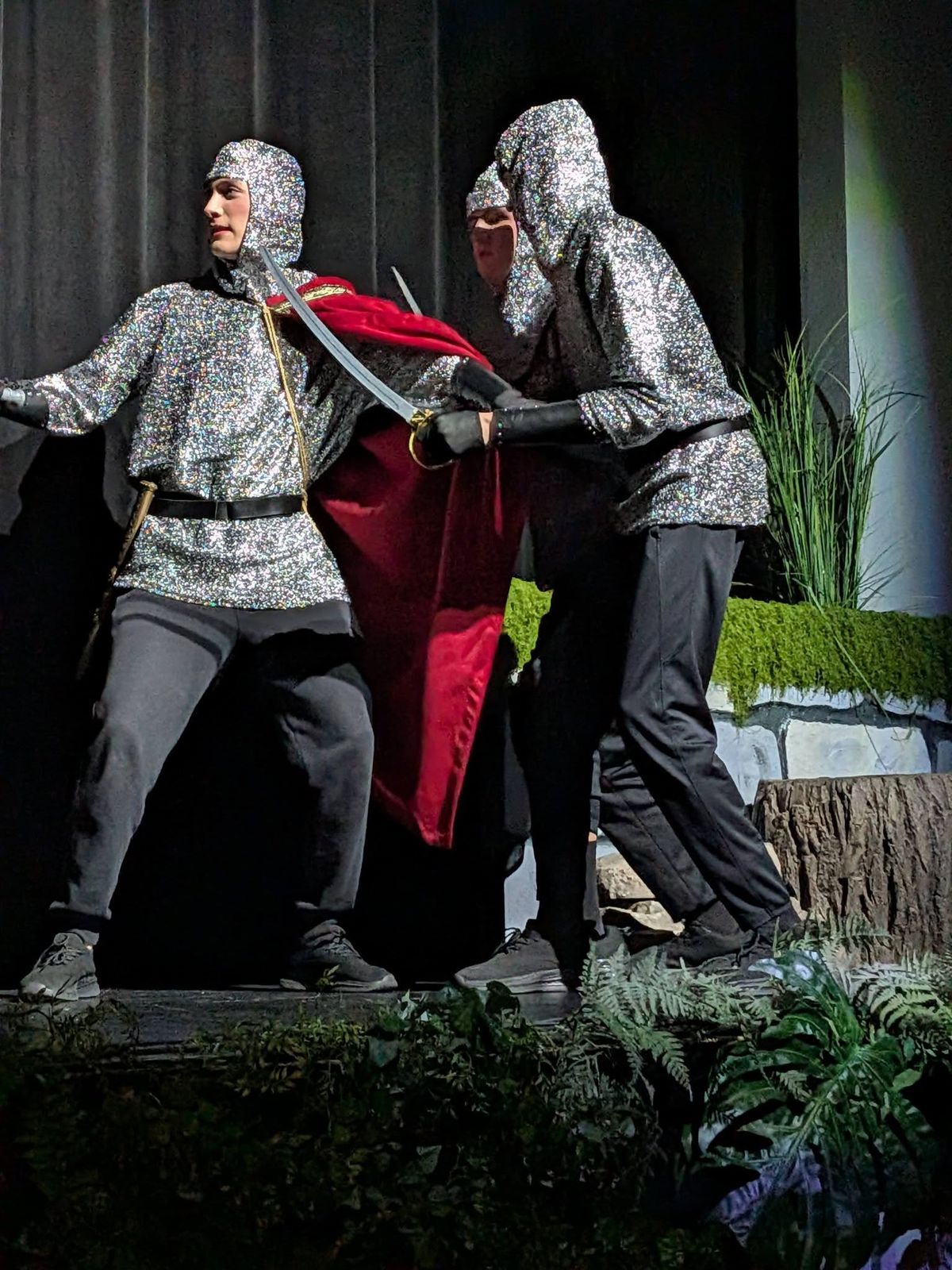 Two knights in armor on stage